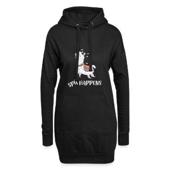 Spit happens Lama Alpaca Alpaka Llama - Hoodie-Kleid - Schwarz - Vorne