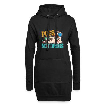 Pugs Not Drugs Pug Pugs Chien Gassi Cadeau - Sweat-shirt à capuche long Femme - noir - Devant