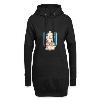 motivation never try never know - Hoodie-Kleid - Schwarz - Vorne