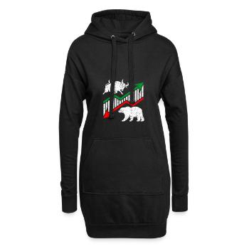 Bulle und Bär ETF Aktien Börse Markt Geschenk - Hoodie-Kleid - Schwarz - Vorne