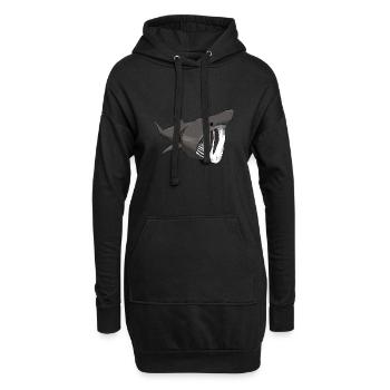 Requin pèlerin - Sweat-shirt à capuche long Femme - noir - Devant