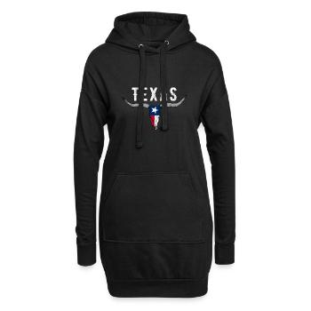Texas Longhorn Rinder Design für stolze Texaner - Hoodie-Kleid - Schwarz - Vorne