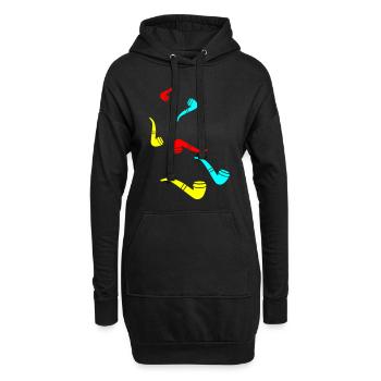 Pfeife rauchen - Hoodie-Kleid - Schwarz - Vorne