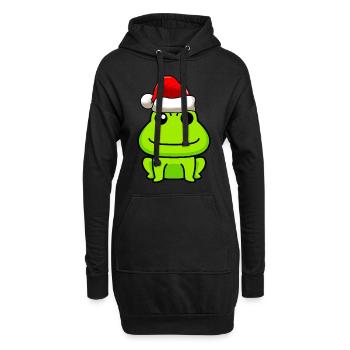 Grenouille Comic Noël - Sweat-shirt à capuche long Femme - noir - Devant