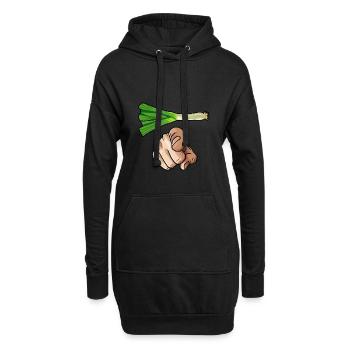 Du Lauch mit Comic Hand Zeigt nach vorne Zeigefing - Hoodie-Kleid - Schwarz - Vorne