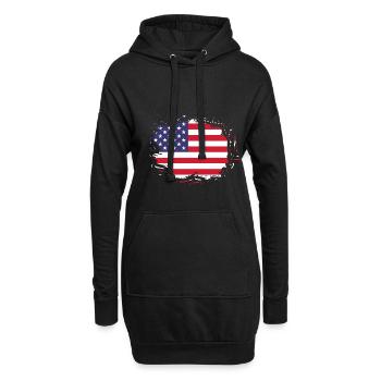 Amerikanische Flagge Retro US Amerika USA - Hoodie-Kleid - Schwarz - Vorne