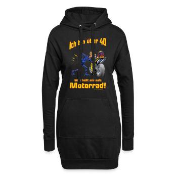 MD - Biker Shirt Design ich bin über 40 bitte - Hoodie-Kleid - Schwarz - Vorne