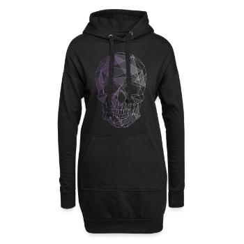 crâne violet gothique esthétique vague low poly - Sweat-shirt à capuche long Femme - noir - Devant