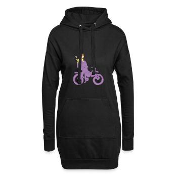 Katzenreitkraken-Fahrrad, Kraken-Kunst, lustig - Hoodie-Kleid - Schwarz - Vorne