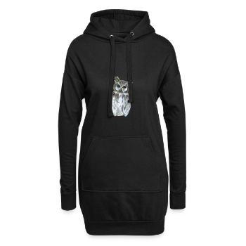 Eule - Hoodie-Kleid - Schwarz - Vorne