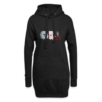 Lustiges Humorvolles Stein Schere Papier - Hoodie-Kleid - Schwarz - Vorne