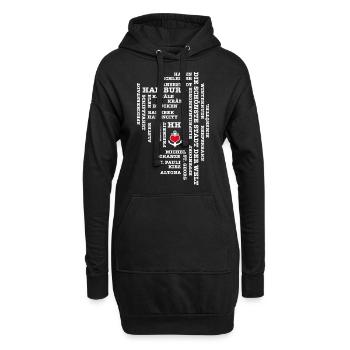 Hamburg Begriffe / Herz auf Anker / Text weiss - Hoodie-Kleid - Schwarz - Vorne