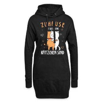 Zuhause Ist Wo Meine Kätzchen Sind Katze - Hoodie-Kleid - Schwarz - Vorne
