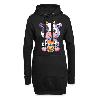 Bubble Milk Tea Vache Buvant Boba Milk Tea - Sweat-shirt à capuche long Femme - noir - Devant