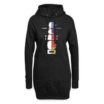 Paris France City Skyline Pixel Coloré - Sweat-shirt à capuche long Femme - noir - Devant