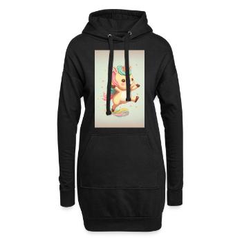 Bébé licorne heureux - Sweat-shirt à capuche long Femme - noir - Devant