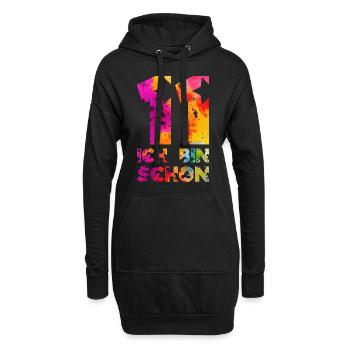 ICH BIN SCHON 11 EINHORN 11. GEBURTSTAG - Hoodie-Kleid - Schwarz - Vorne
