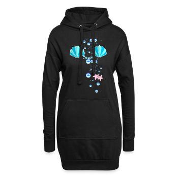 Sirène, Costume, Coquillages, Carnaval - Sweat-shirt à capuche long Femme - noir - Devant