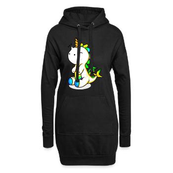 Licorne Dino - Sweat-shirt à capuche long Femme - noir - Devant