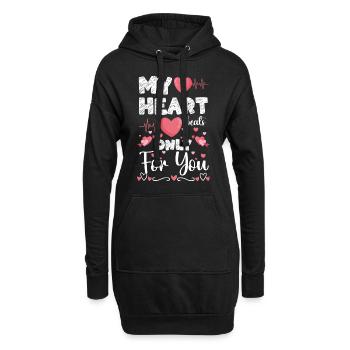 Partenaire de cœur romantique - Sweat-shirt à capuche long Femme - noir - Devant