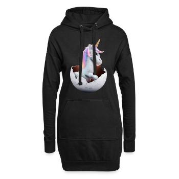 Un bébé licorne éclot de l’œuf - Sweat-shirt à capuche long Femme - noir - Devant