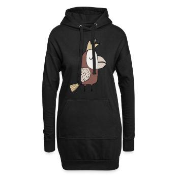 Papagei - Hoodie-Kleid - Schwarz - Vorne
