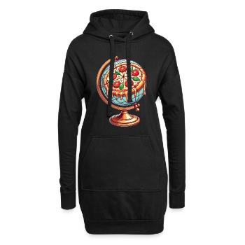 Pizza Kugel Schmelzender Käse Design - Hoodie-Kleid - Schwarz - Vorne