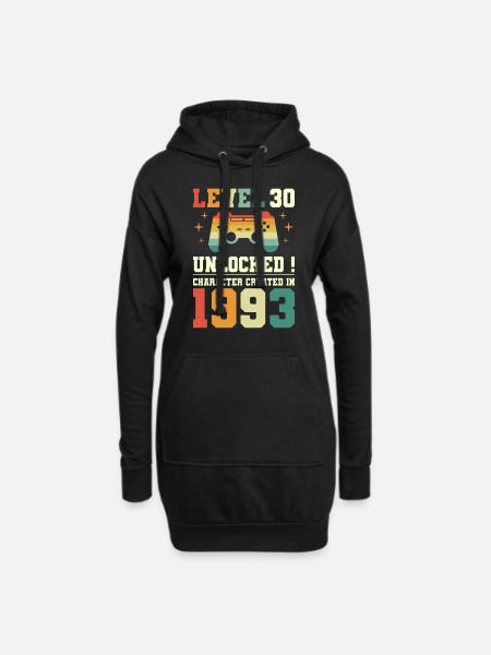Level 30 Birthday Gamer 30 Jahre - Hoodie-Kleid - Schwarz