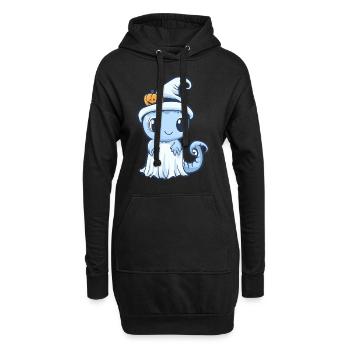 Lézard Halloween Bande dessinée Fantôme - Sweat-shirt à capuche long Femme - noir - Devant
