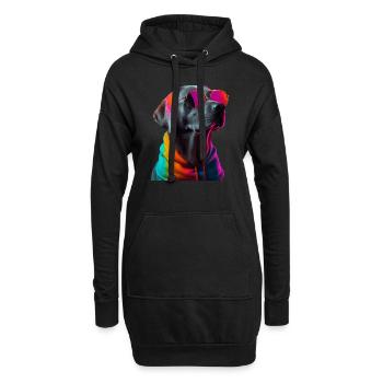 Labrador Hund mit Sonnenbrille - Hoodie-Kleid - Schwarz - Vorne