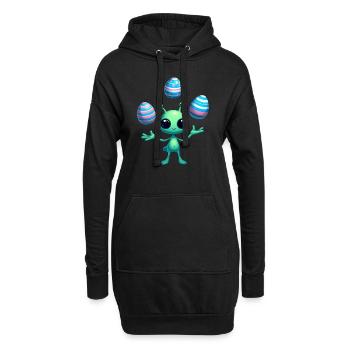 Ostern mit Alien: Eier-Jonglage - Hoodie-Kleid - Schwarz - Vorne
