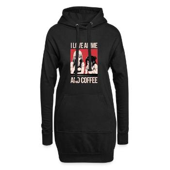 J’adore l’anime et le café - style manga. - Sweat-shirt à capuche long Femme - noir - Devant