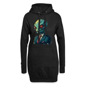 Alien im Anzug - Hoodie-Kleid - Schwarz - Vorne