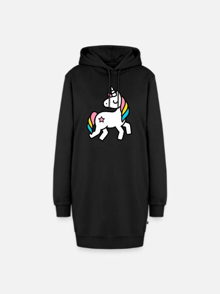 einhorn - Hoodie-Kleid - Schwarz
