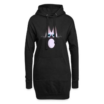 Siamesische Katze - Hoodie-Kleid - Schwarz - Vorne
