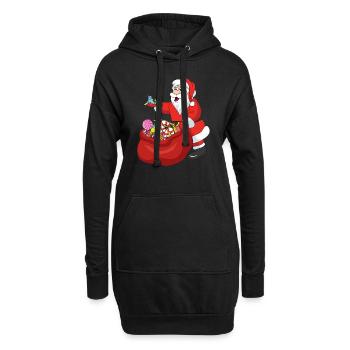 Noël Noël Père Noël Père Noël - Sweat-shirt à capuche long Femme - noir - Devant