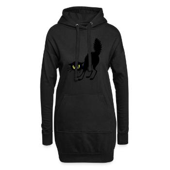 Chat énervé - Sweat-shirt à capuche long Femme - noir - Devant