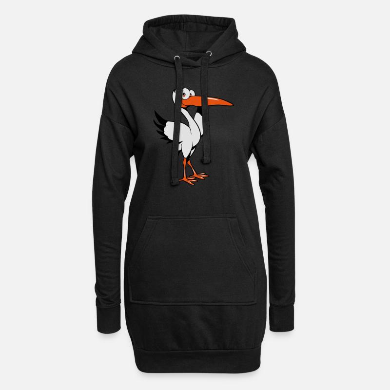 storch witzig comic - Hoodie-Kleid - Schwarz