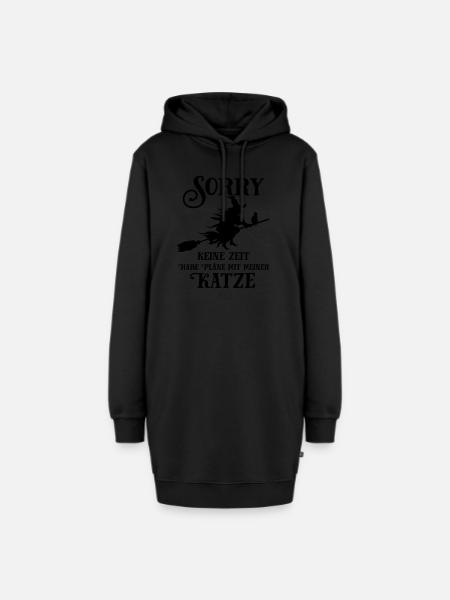 Katze Pläne Hexe - Hoodie-Kleid - Schwarz