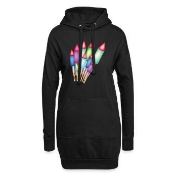 Feuerwerk / Raketen - Hoodie-Kleid - Schwarz - Vorne