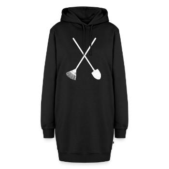 Pelle et râteau - Sweat-shirt à capuche long Femme - noir - Devant