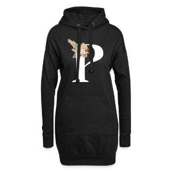 Buchstabe P blumig - Hoodie-Kleid - Schwarz - Vorne