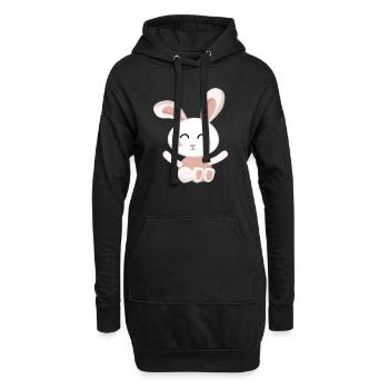 Kaninchen Weiß niedlich rosa - Hoodie-Kleid - Schwarz - Vorne