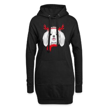 Pretty Shih Tzu portant des cornes de Noël - Sweat-shirt à capuche long Femme - noir - Devant