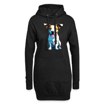 Jack Russel haletant - Sweat-shirt à capuche long Femme - noir - Devant