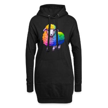 Moutons en manteau arc-en-ciel-Fierté LGBT - Sweat-shirt à capuche long Femme - noir - Devant