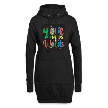 Liebe braucht keine Worte. Weltsprache - Hoodie-Kleid - Schwarz - Vorne