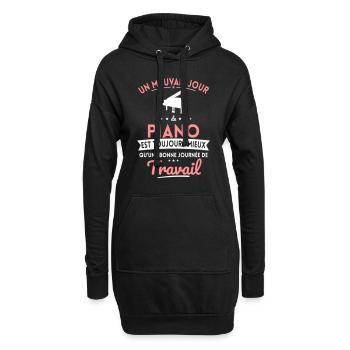 Mauvais jour de piano mieux que journée travail - Sweat-shirt à capuche long Femme - noir - Devant