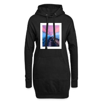 Paysage enveloppé de brume - Sweat-shirt à capuche long Femme - noir - Devant