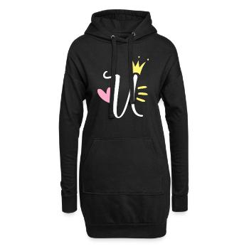 Buchstabe U Anfangsbuchstabe Krone - Hoodie-Kleid - Schwarz - Vorne